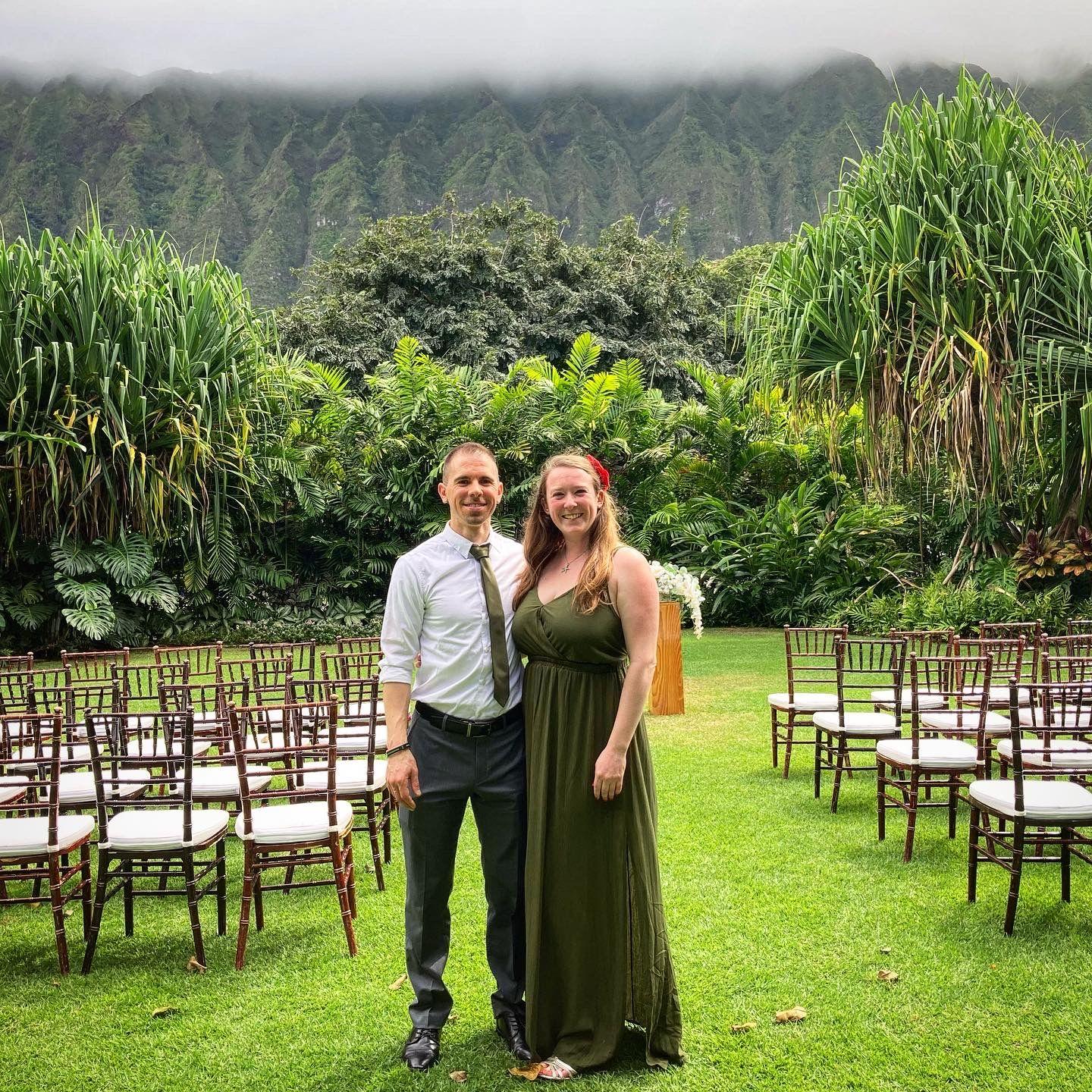 Attending close friends: Chris and Jamie's wedding in Hawaii 2022. Chris and Matt were roommates during their time working at Elm's College.