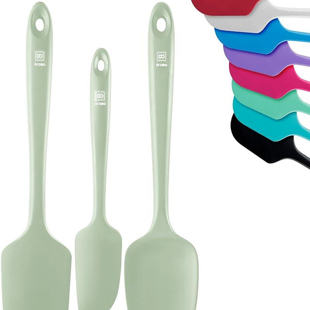di Oro Living Silicone Spatula Set - Rubber Kitchen Spatulas for Baking, Cooking, Mixing - 600°F Heat-Resistant & BPA Free Silicone Scraper Spatulas for Nonstick Cookware - Dishwasher Safe (3pc, Sage)