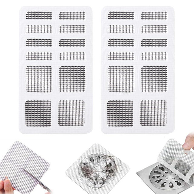 Disposable Shower Drain Hair Catcher, Hair Catcher Bathroom Drain Protector, Disposable Hair Drain Stickers for Shower Kitchen Bathroom Tub (10PCS)