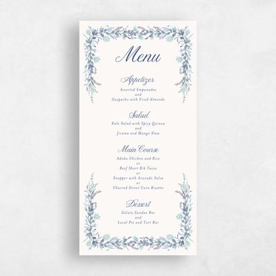 Dusty Cobalt, Blue Wedding Menu - Nektar