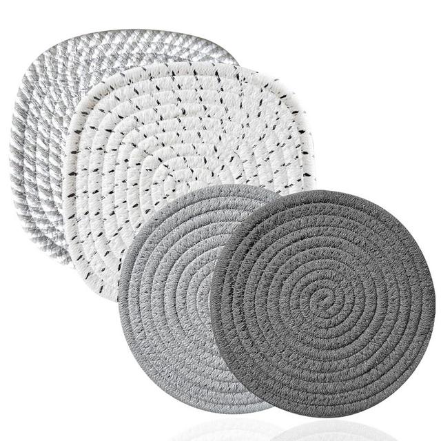 GYSYELL 7" Trivets for Hot Dishes,Trivets for Hot Pots and Pans, 4 Heat Resistant Hot Pads for Countertops,Hot Plate Mat for Kitchen,Trivets for Table,Kitchen Essentials for New Home