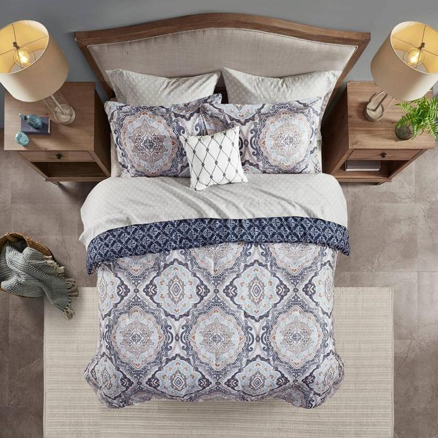 Full 8pc Gordy Reversible Bedding Set Navy