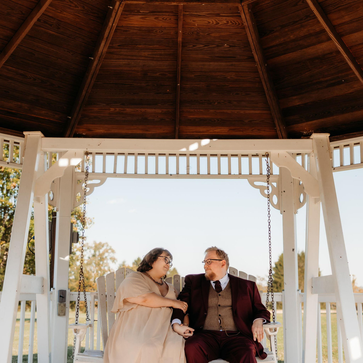 This photo was taken in the same gazebo that Michael proposed in on 11/9/24!