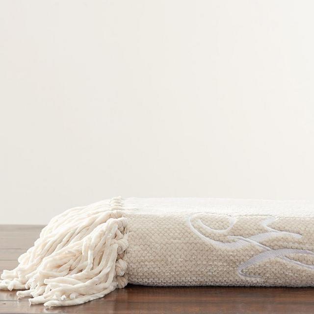 Chenille Fringe Throw, 50 x 60", Ivory