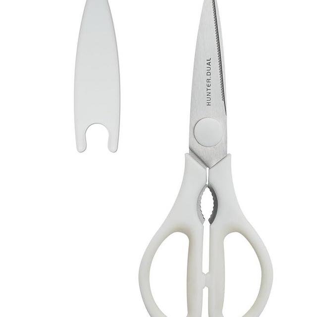 Kitchen Scissors for Food, HUNTER.DUAL Heavy Duty Come Apart Poultry Shears for Cooking, All Purpose for Cutting Chicken, Meat, Fish & Vegetables (White, 8.35 Inch)