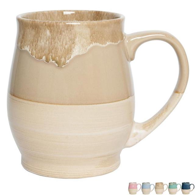 Bosmarlin Extra Large Ceramic Coffee Mug, 25 Oz, Dishwasher and Microwave Safe, Big Oversized Tea Cup, Reactive Glaze (Brown Grey)