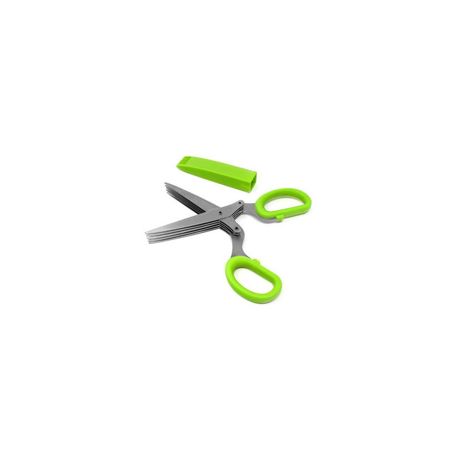 Norpro Multi Blade Herb Shears with Storage Sheath, Stainless Steel, Green