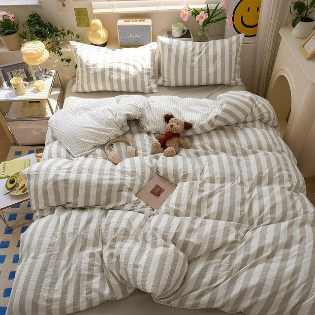 MOTNTD Brown Striped King Size Duvet Cover Boho Pattern King Comforter Cover Lightweight Stripe Dorm Room Farmhouse Duvet Cover Set with Pillowcases Teen Boy Bedding Washed Microfiber Duvet Protector