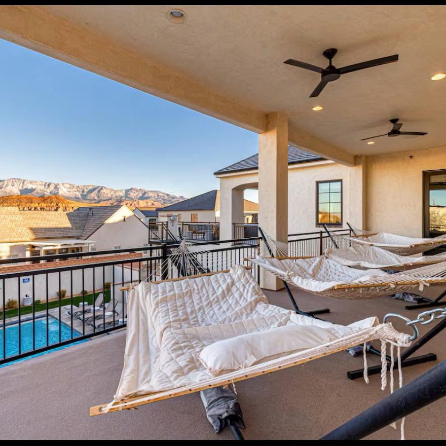 balcony with hammocks
