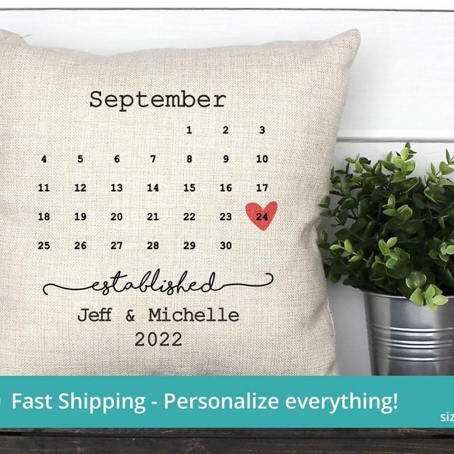 Wedding Date Pillow With Wedding Date,...