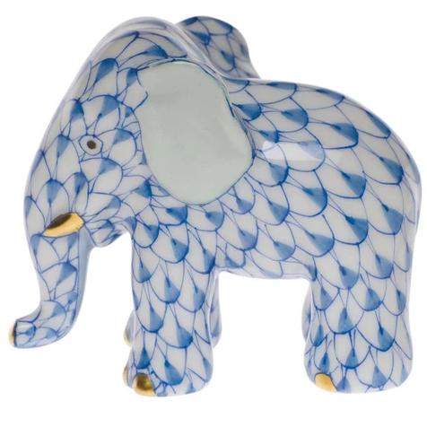 Herend Miniature Elephant, Blue