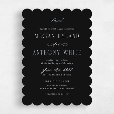 Black Scalloped Wedding Invitation - Uzes Classic