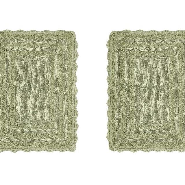 Better Trends Lilly Crochet Collection 100% Cotton 2 Piece Set (17" x 24" | 17" x 24") Bath Rug Set in Sage