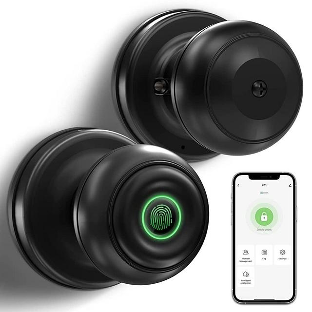 GeekTale Smart Door knob, Fingerprint Door Lock Smart Lock Biometric Door Lock Fingerprint Door knob with App Control, Great for Bedrooms,Cloakroom,Apartments Offices,Hotels