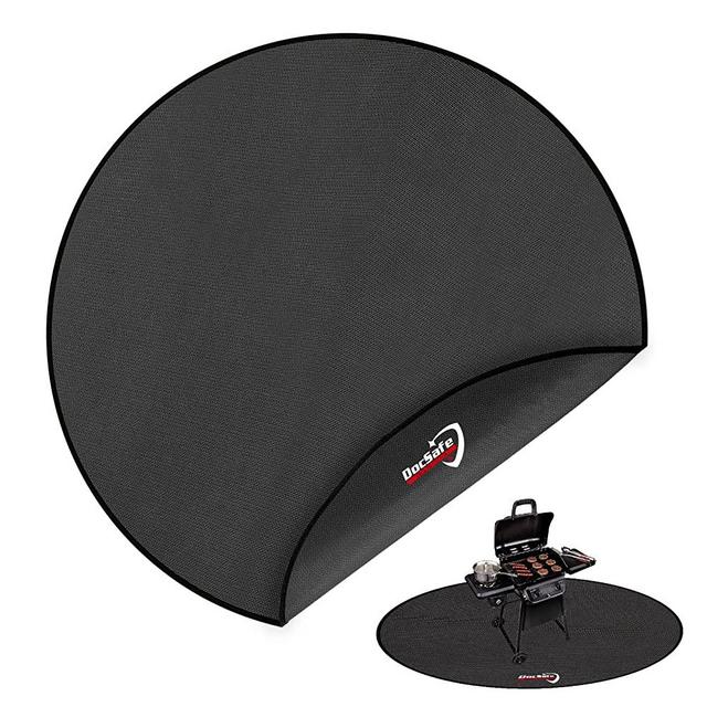 38" Round Under Grill Mat,DocSafe 4 Layers Fire Pit Mat Protect Mat,Fireproof Mat Fire Pit Pad for Deck Patio Grass Outdoor Wood Burning Fire Pit and BBQ Smoker,Portable Reusable and Waterproof,Black