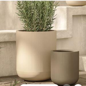 Reya Large Indoor/Outdoor Planter - Limestone Cream (set of 2)