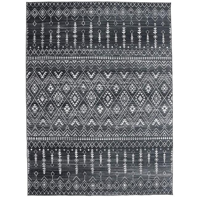 ReaLife Machine Washable Rug - Stain Resistant, Non-Shed - Eco-Friendly, Non-Slip, Family & Pet Friendly - Made from Premium Recycled Fibers - Moroccan - Charcoal, 7'6" x 9'6"