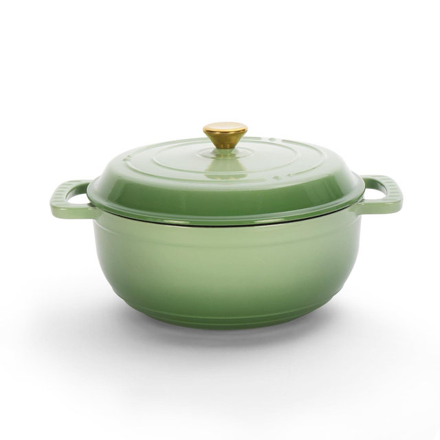 ROVSUN 7.5 Quart Enameled Cast Iron Dutch Oven with Lid, Dual Handles, Oven Safe up to 500°F or on Stovetop-Green
