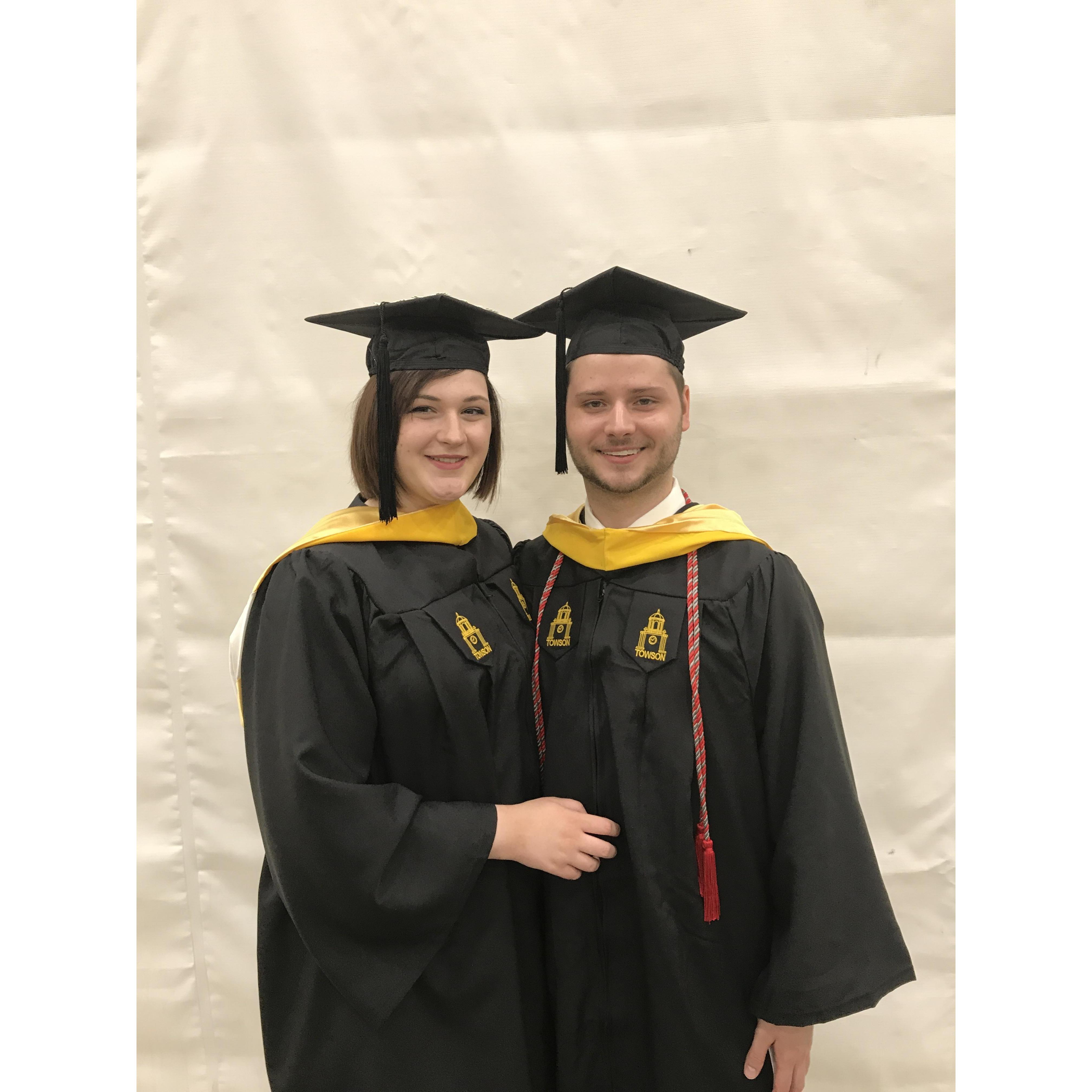Graduating from Towson University together, 2017