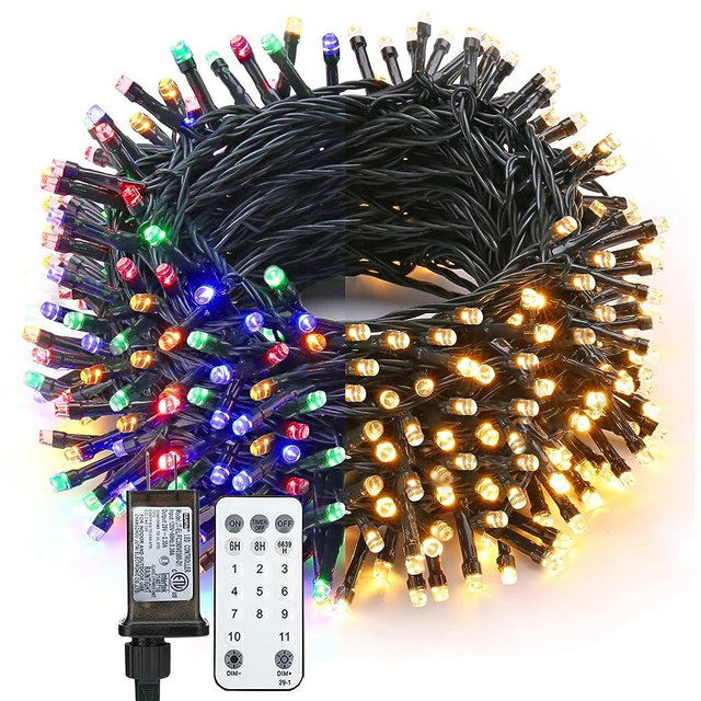 BrizLabs Christmas Lights, 180ft 500 LED Color Changing Christmas Lights with Remote Timer, 11 Modes Warm White & Multicolor LED String Lights, Dimmable Decorative Xmas Lights for Indoor Outdoor Tree