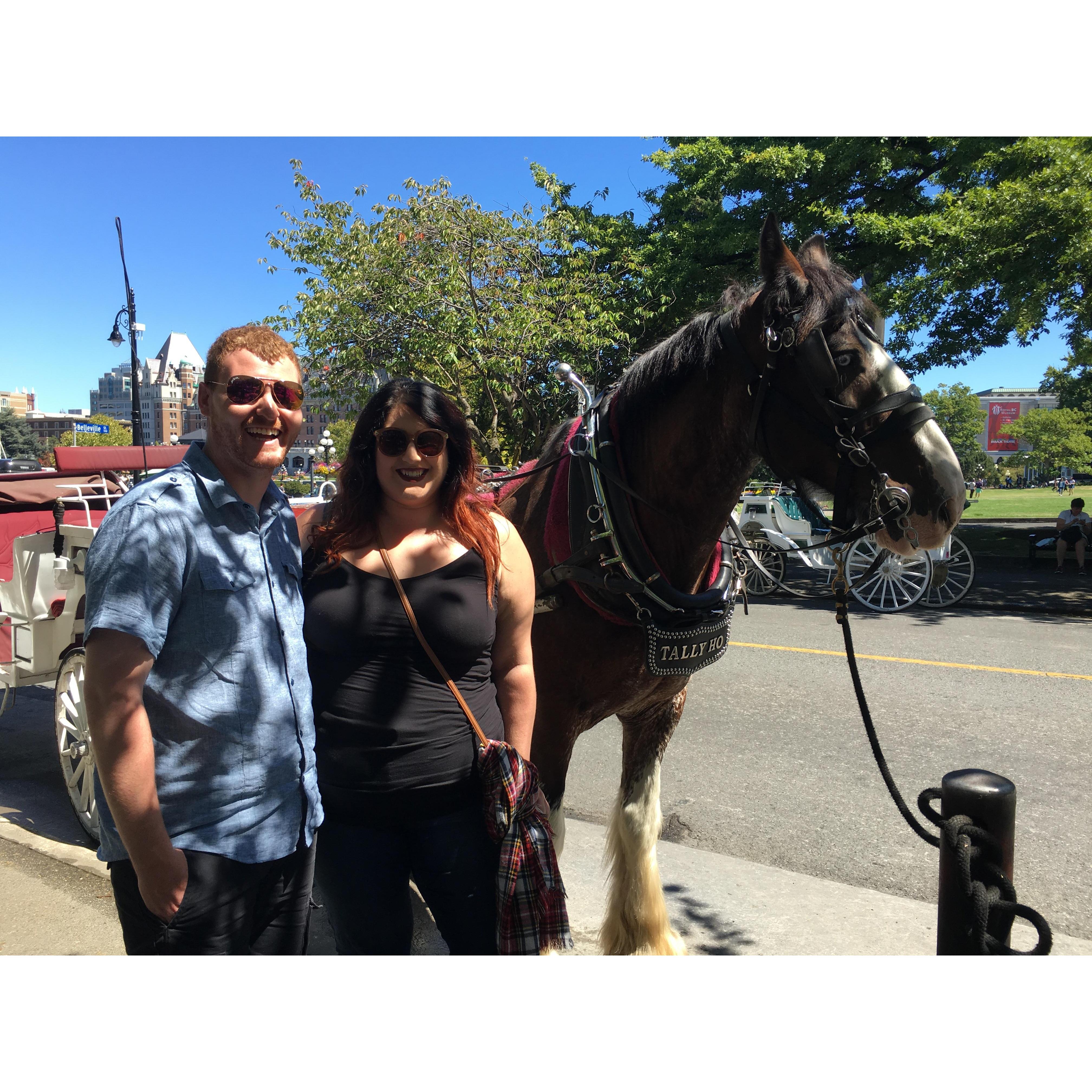 This picture was taken seconds prior to this horse biting Janel's shoulder.