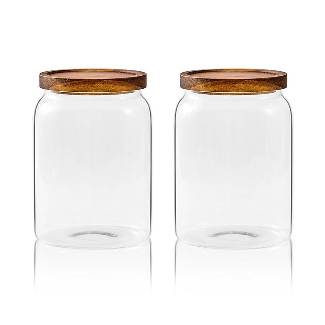 Sweejar Glass Jars for Laundry Room Organization, 90 ounce Laundry Pods Container, Glass Food Storage Jars with Airtight Lid, 2 Pack, Press Lid