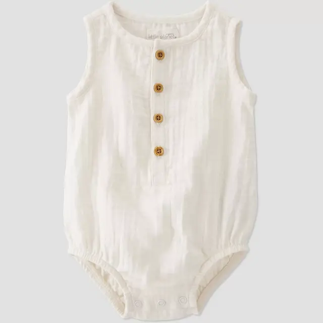 Little Planet by Carter's Organic Baby Gauze Bubble Jumpsuit - White 3M