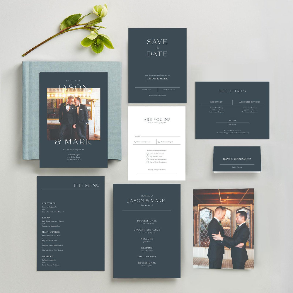 Corao Photo | Dark Gray Blue | Zola Wedding Invitations