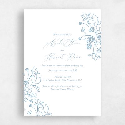 Dusty Blue Wedding Invitation - Keole Portrait