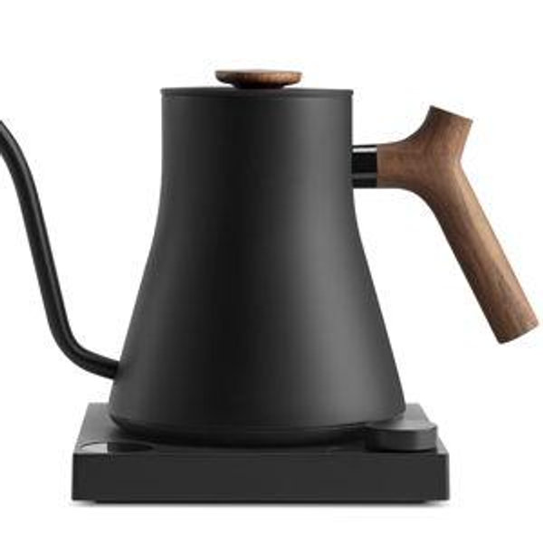 Fellow Stagg EKG Pro Electric Gooseneck Kettle - Pour-Over Coffee and Tea, Quick Heating, Precise Temperature Control, Scheduling, Built-in Brew Timer, Matte Black with Walnut Wood Handle, 0.9 Liter