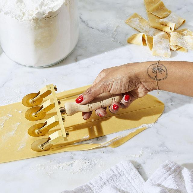 Adjustable Pasta Cutter with Brass Wheels