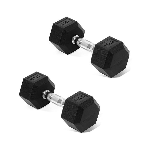 Fitvids Hex Dumbbells Rubber Coated Hand Weights Pairs for Exercises and Fitness, Pairs