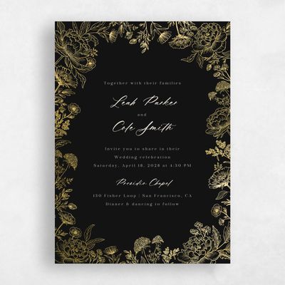 Black Wedding Invitation - Vicenza Portrait Foil
