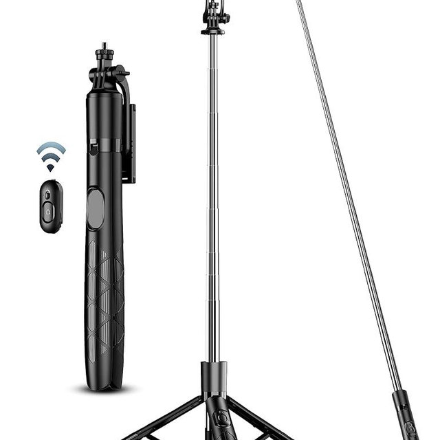 71" Phone Tripod & Selfie Stick, All in One Extendable Cell Phone Tripod with Wireless Remote, Tripod Stand for iPhone & Travel Tripod 360° Rotation Compatible with iPhone Android Phone, Camera