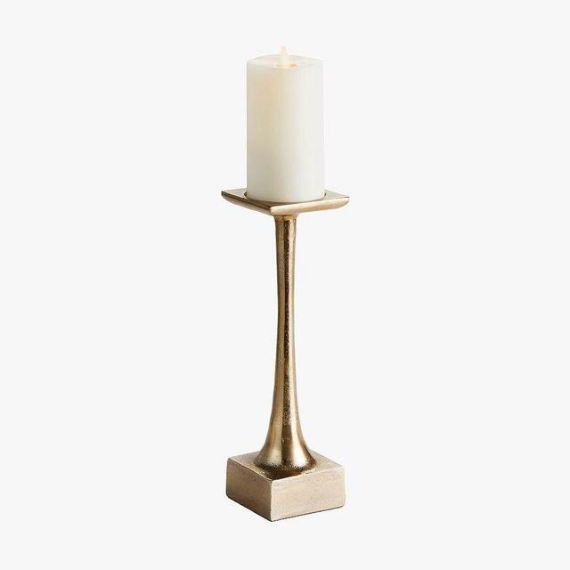 Neena Pillar Candleholder, 12"H, Brass