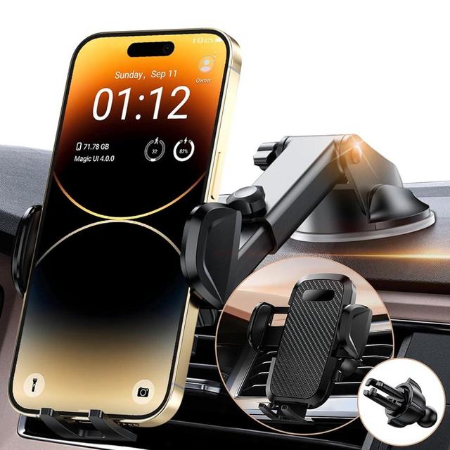 Topmake Car Phone Holder Mount, Cell Phone Holder for Car Dashboard Windshield, Black