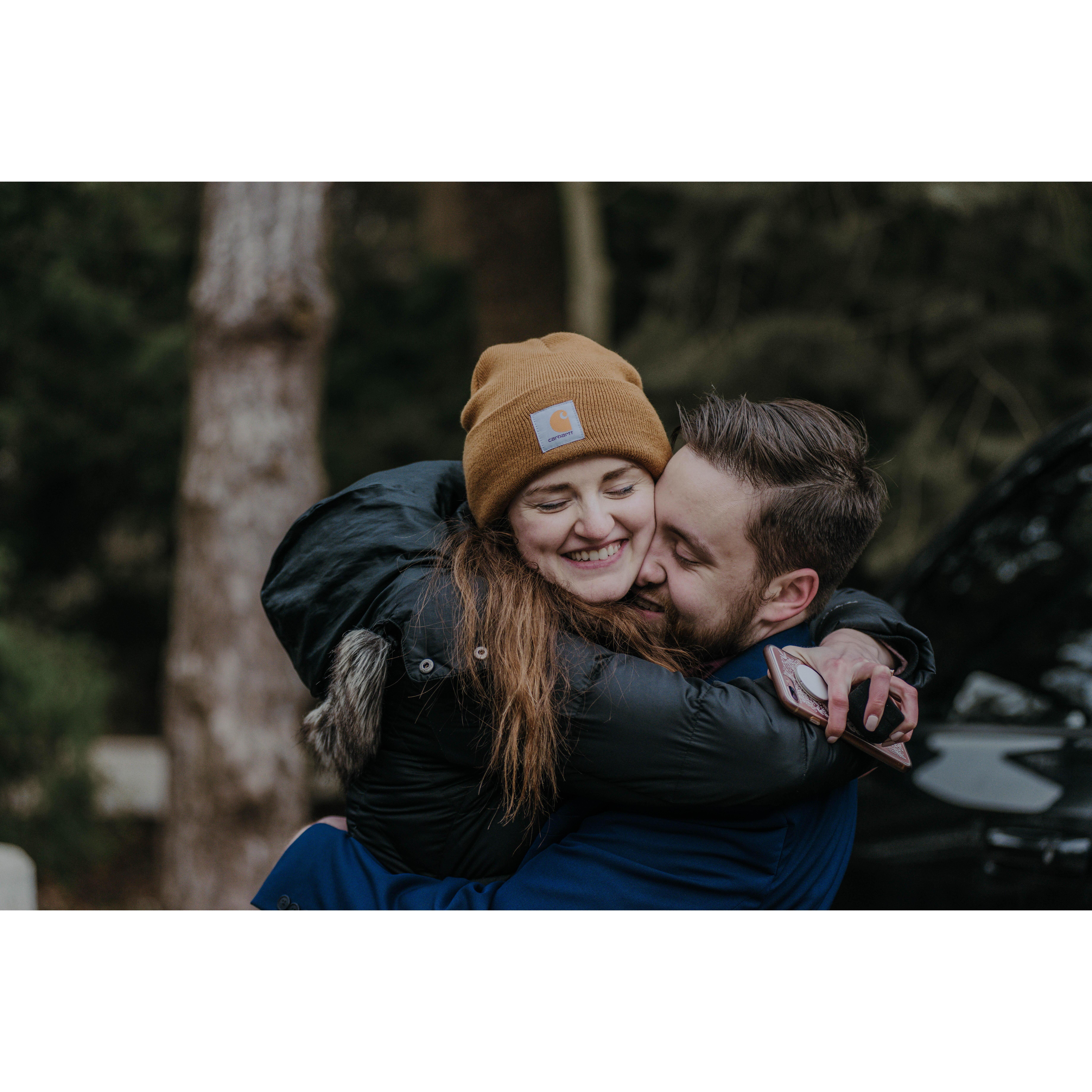 A plandid shot just after we got engaged.