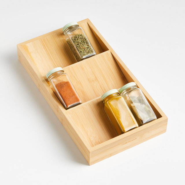 Crate & Barrel Bamboo Spice Drawer Organizer