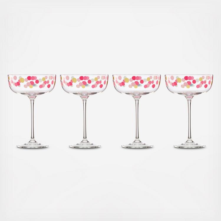 It's Raining Confetti Coupe Glasses, Set of 4 - kate spade
