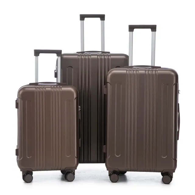 MOONMISS 20"/24"/28" 3 pcs/set in ABS Spinner Wheel Luggage,TSA Combination Lock,Brown