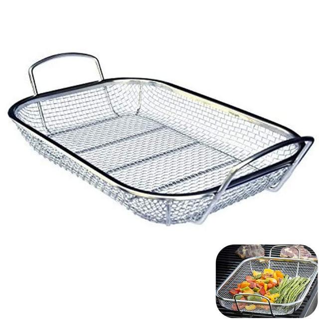 H&W Grill Basket, Vegetable Barbecue Basket,BBQ Basket for Grill, Outdoor Cookware Charcoal Barbecue Mate