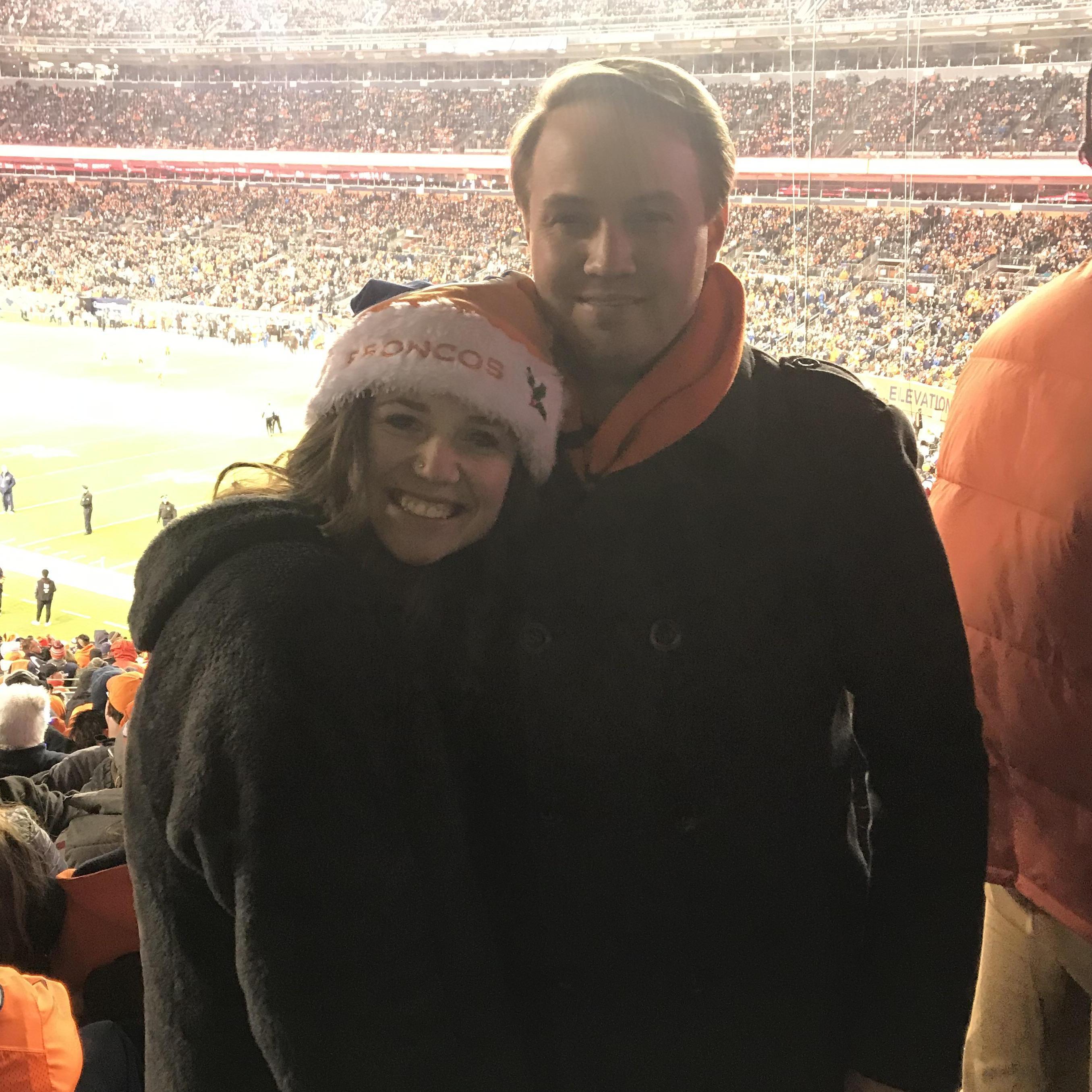 The weekend Michael flew out to Denver so we could decide if we were going to date. Makay helped close the deal by taking him to a Broncos game where they sat IN FRONT of Peyton Manning ;)