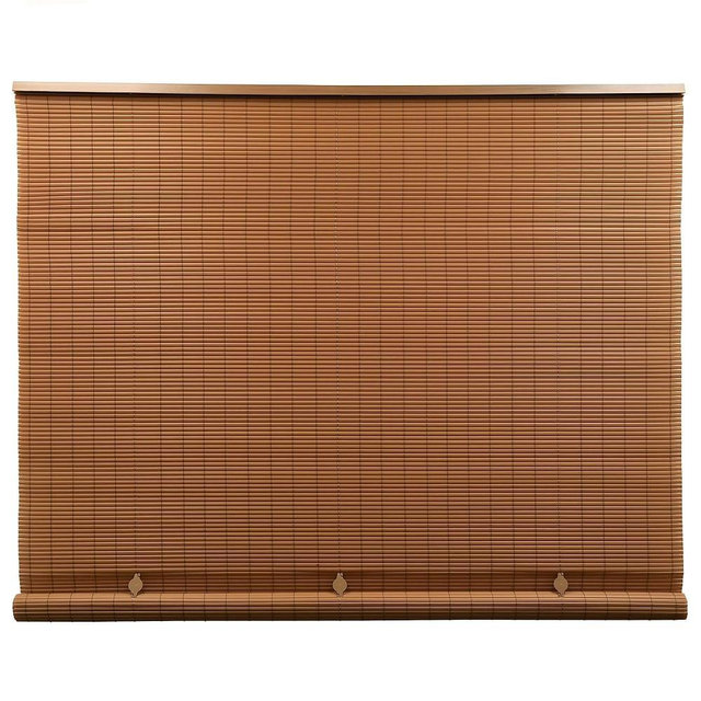 Radiance Cordless Outdoor Shades for Porch, Patio & Windows - Waterproof PVC Blinds for Indoor & Outdoor - Roll-Up Patio Privacy Screen for Diffuse Sunlight - Woodgrain - 36" W x 72" L - (3321236)