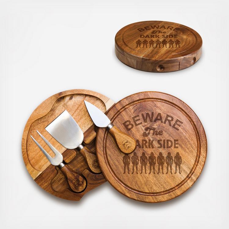 Star Wars Dark Side Acacia Wood Wine & Appetizer Plate Set