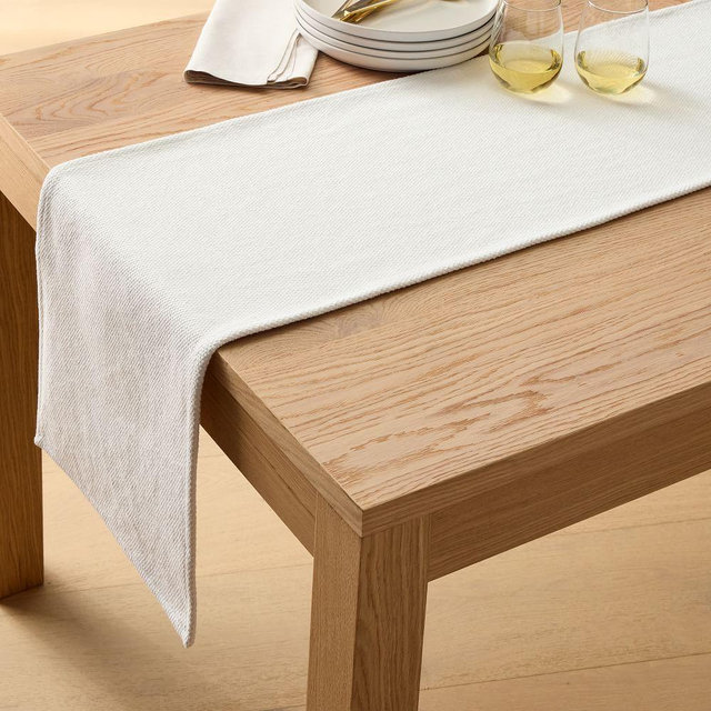 Textured Canvas Table Linens, Runner, Stone White