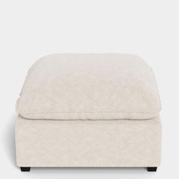 Kova Box Cushion Ottoman - Alabaster Performance Boucle - Pillow Cushion