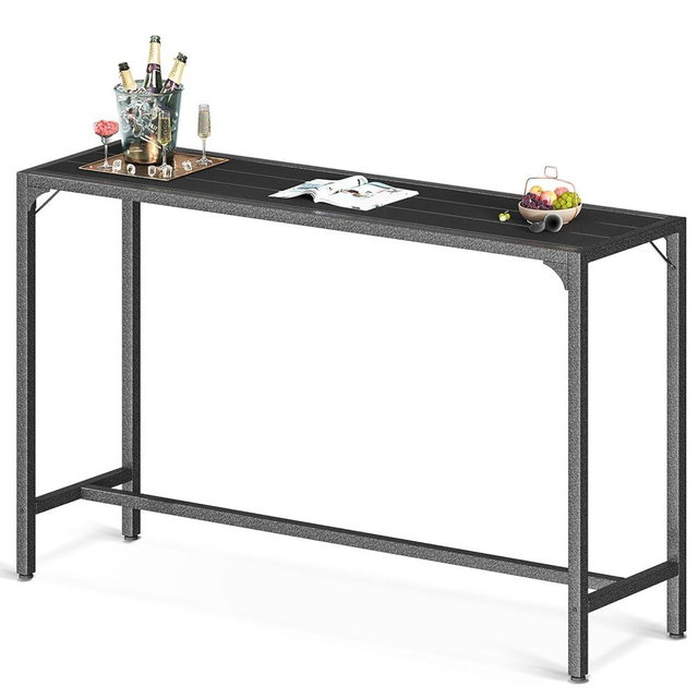 ODK 55 Inch Outdoor Bar Table, Patio Counter Bar Height Table with Weather Resistant Waterproof Top for Garden, Hot Tub, Yard, Balcony, Poolside, Indoor (Black)