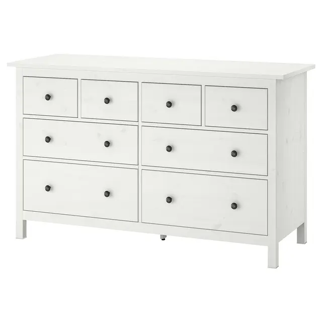 HEMNES 8-drawer dresser, white stain63x37 3/4 "