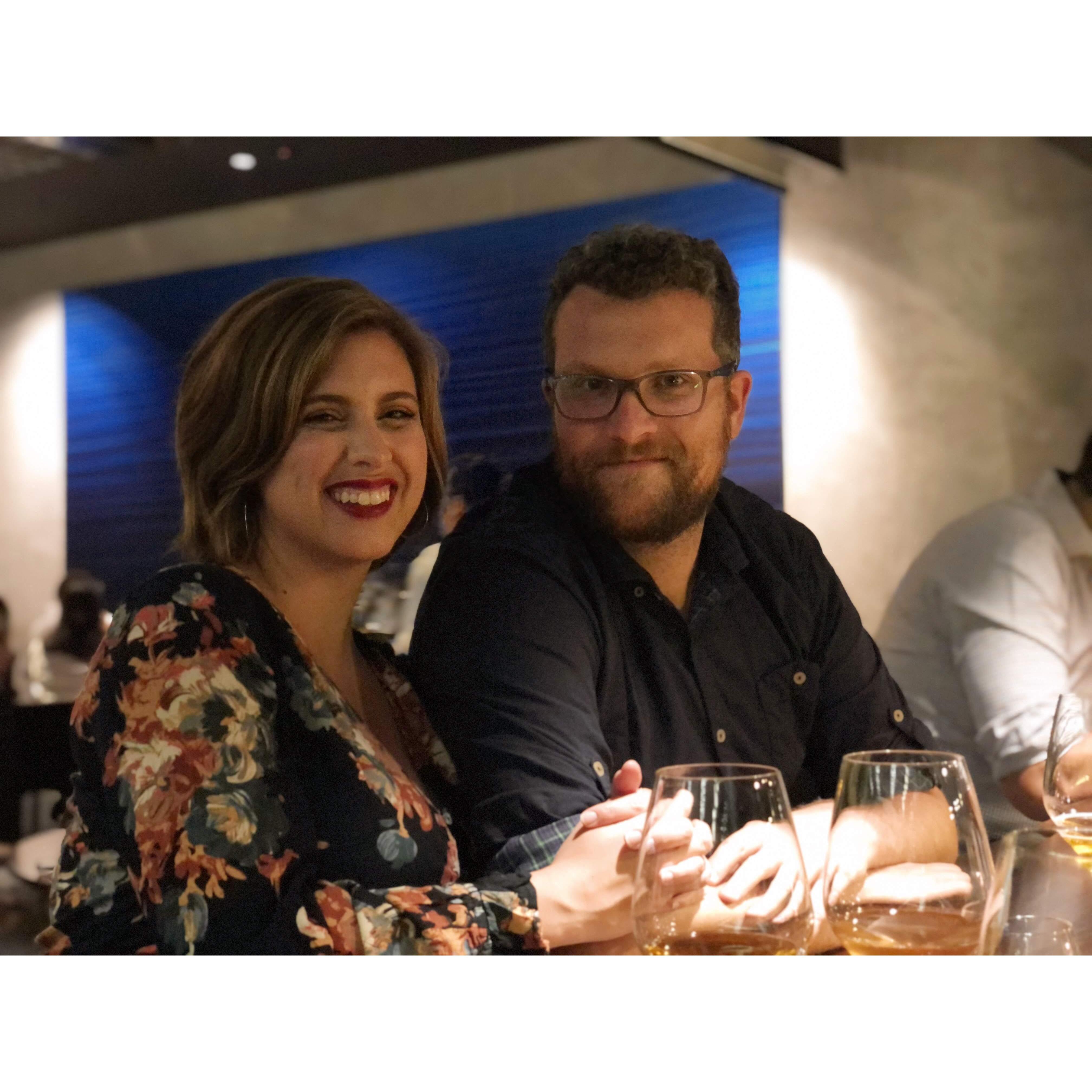 Out for dinner with friends in Sydney, 2019