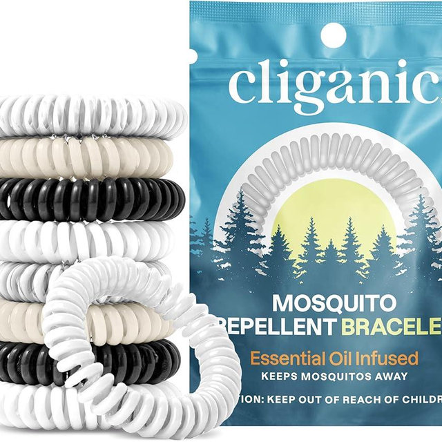 Cliganic 10 Pack Mosquito Repellent Bracelets for Adults & Kids (Neutral Colors) - Natural DEET-Free Bands, Individually Wrapped